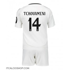 Real Madrid Aurelien Tchouameni #14 Prima Maglia Bambino 2024-25 Manica Corta (+ Pantaloni corti)